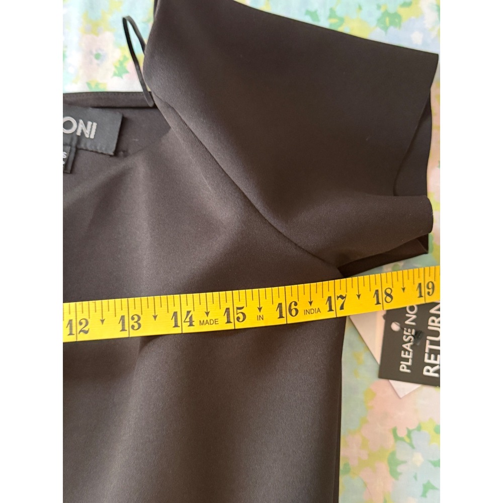 NWT Saloni | Drop-Shoulder Midi Dress US12 Black Crossover Bodice A-Line - Picture 8 of 11